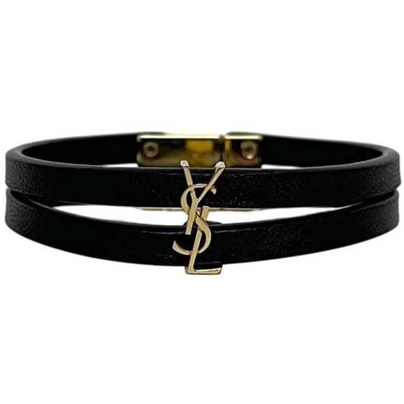 Saint Laurent Bracelet ec-24949 Black YSL Leather SAINT LAURENT PARIS Double-... - Picture 2 of 11